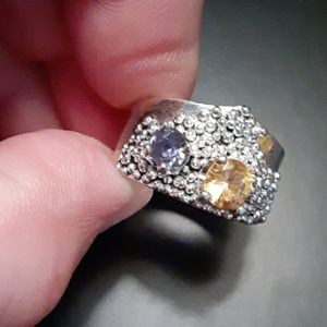 SS Amethyst Citrine ring